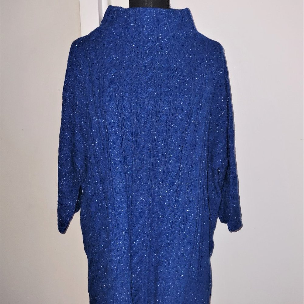 NWOT! ETRO Blue/Metallic Cable Oversized Mock Neck Sweater - EU 40/US S